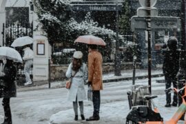 Paris in winter, romantic walk